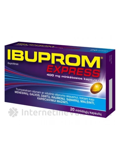 IBUPROM EXPRESS 400MG MINKŠT. KAPS. N10 | internetinevaistine.lt