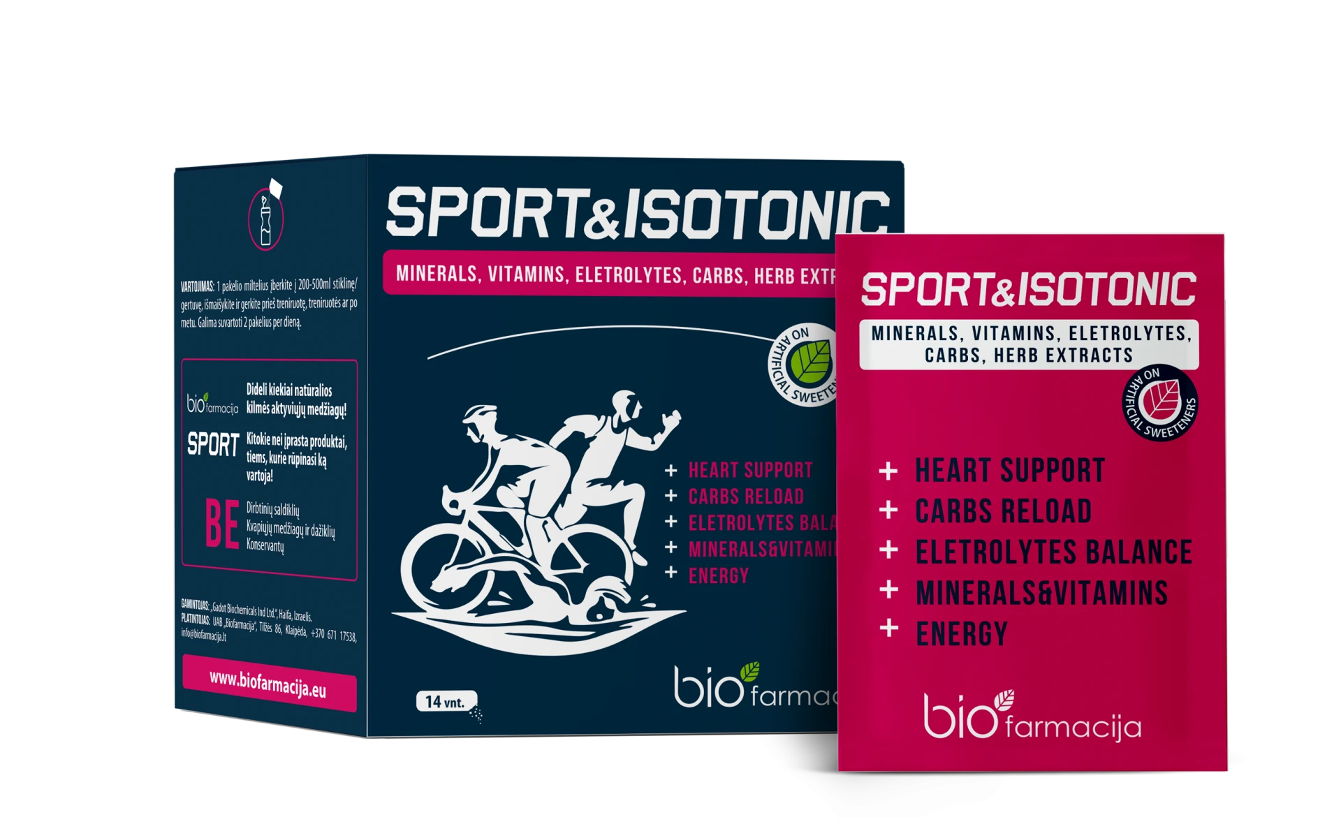 BIOFARMACIJA maisto papildas milteliais SPORTS & ISOTONIC, 14 pak.