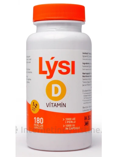 Lysi D VITAMIN – vitamino D3 kapsulės su žuvų taukais, N180 | internetinevaistine.lt
