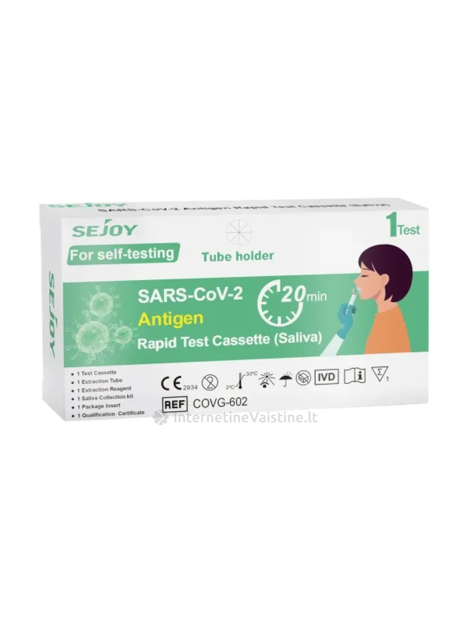 SEJOY SARS-CoV-2 antigenų greitasis testas iš seilių 1 vnt. | internetinevaistine.lt