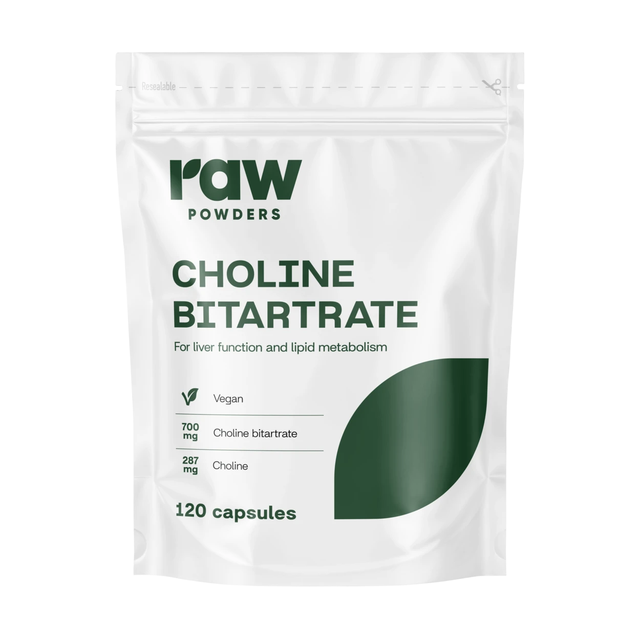 RAW POWDERS Cholino Bitartratas, 700 mg, 120 kapsulių