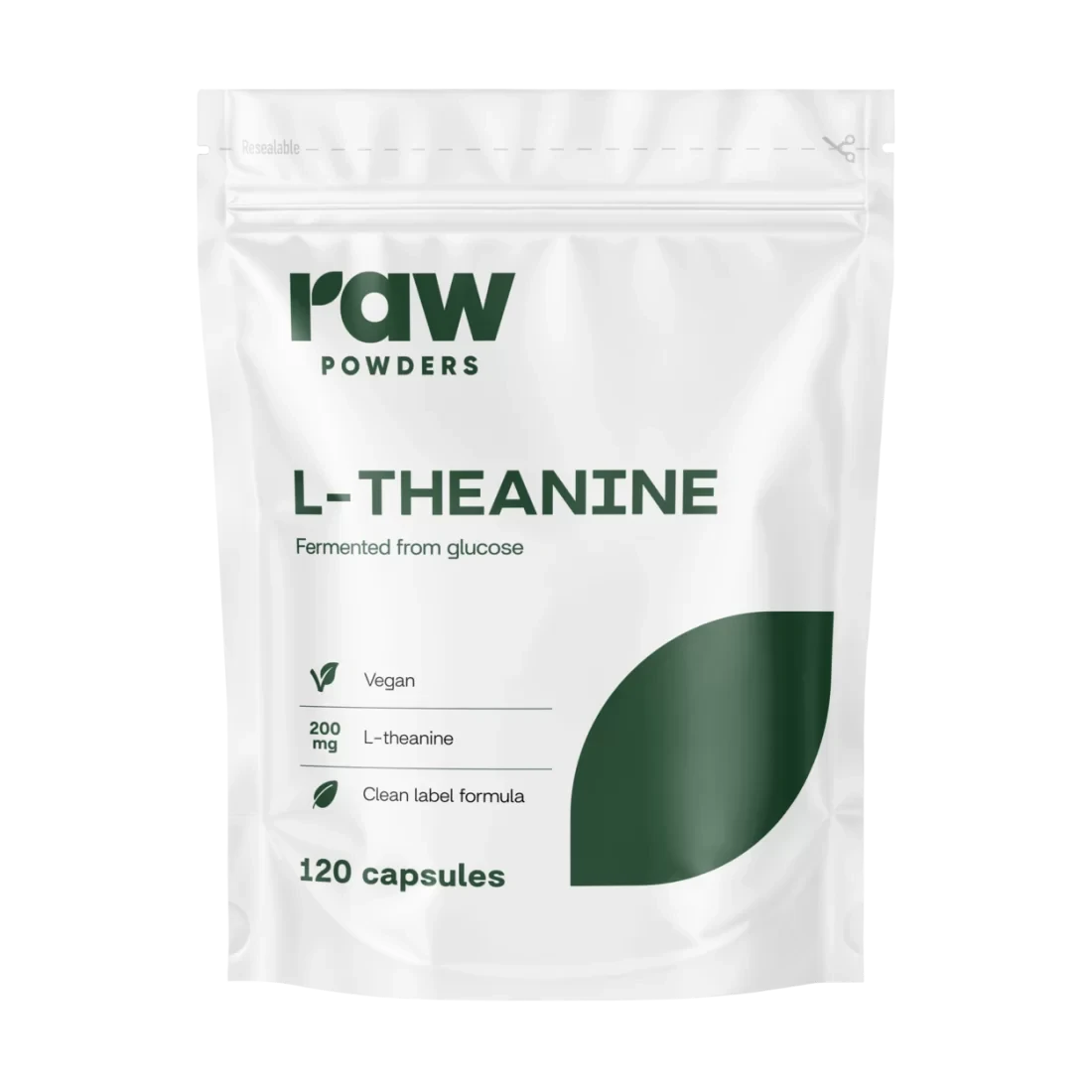 RAW POWDERS L-Teaninas (L-Theanine), 200 mg, 120 kapsulių