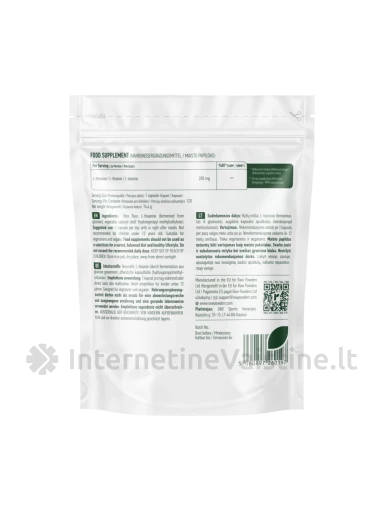 RAW POWDERS L-Teaninas (L-Theanine), 200 mg, 120 kapsulių | internetinevaistine.lt