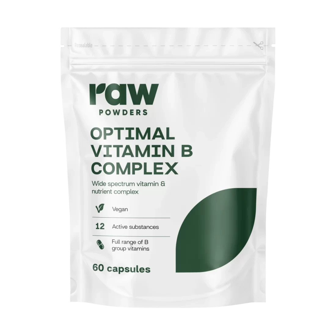 RAW POWDERS Vitaminų B kompleksas, 60 kapsulių