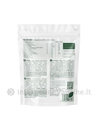 RAW POWDERS Vitaminų B kompleksas, 60 kapsulių | internetinevaistine.lt