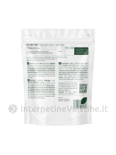 RAW POWDERS Fish hydrolyzed collagen milt., 250 g, Vnt | internetinevaistine.lt