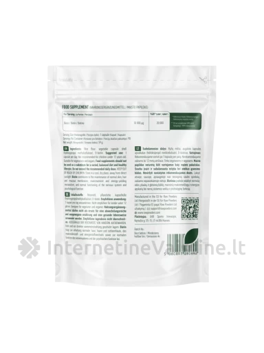 RAW POWDERS Biotinas (Vitaminas B7), 10 mg, 90 kapsulių | internetinevaistine.lt