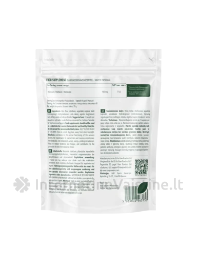 RAW POWDERS Riboflavinas (Vitaminas B2), 100 mg, 60 kapsulių | internetinevaistine.lt