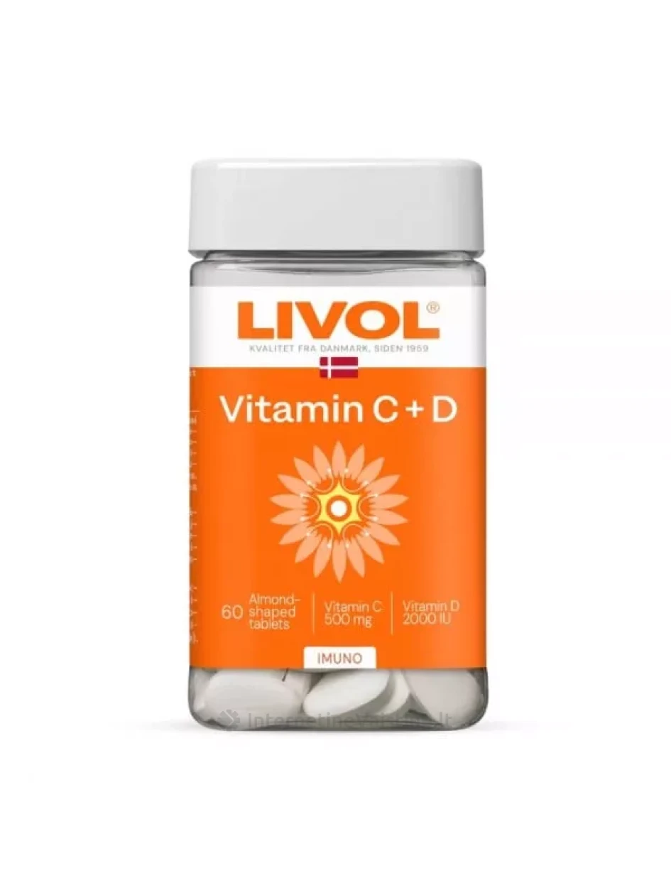LIVOL maisto papildas EXTRA VITAMINAI C + D, 60 tab. | internetinevaistine.lt