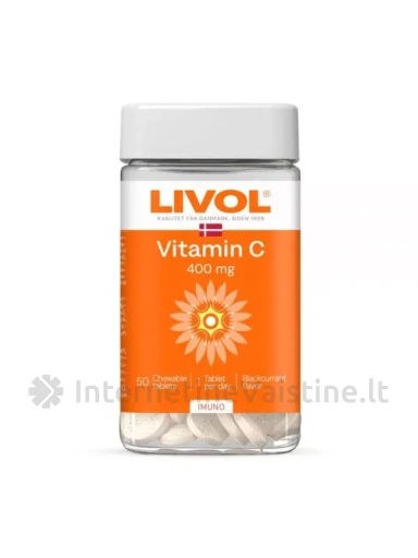 LIVOL maisto papildas EXTRA VITAMIN C 400 mg, 50 kramtomųjų tab. | internetinevaistine.lt
