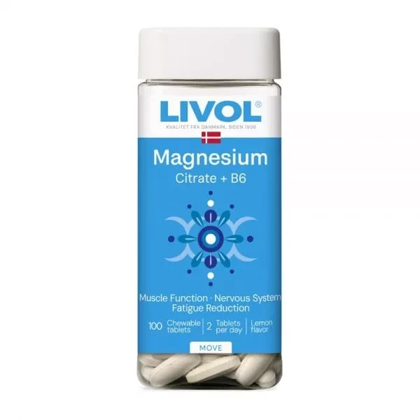 LIVOL maisto papildas EXTRA MAGNIO CITRATAS + B6, 100 kramtomųjų tab.