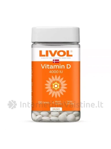 LIVOL maisto papildas EXTRA VITAMIN D 4000 TV, 120 tab. | internetinevaistine.lt