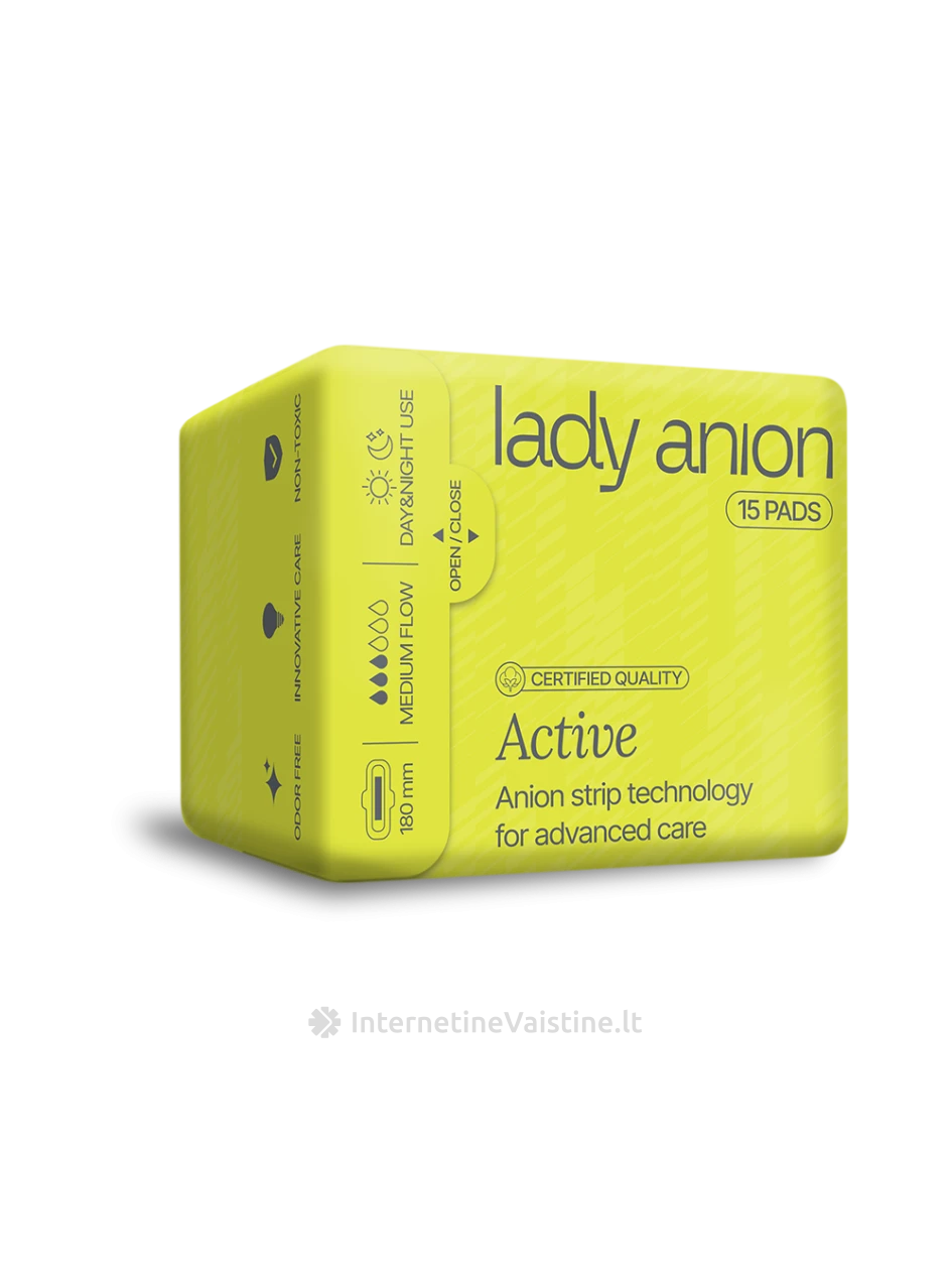 LADY ANION kasdieniniai higieniniai paketai su anijonų juostele, 180 mm, 15 vnt. | internetinevaistine.lt