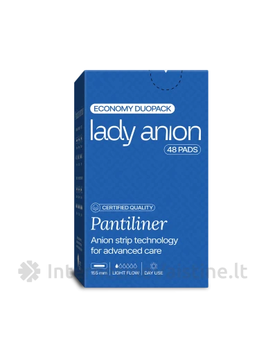 LADY ANION higieniniai įklotai su anijonų juostele, 155 mm, 48 vnt. | internetinevaistine.lt