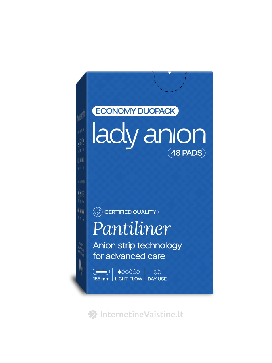 LADY ANION higieniniai įklotai su anijonų juostele, 155 mm, 48 vnt. | internetinevaistine.lt