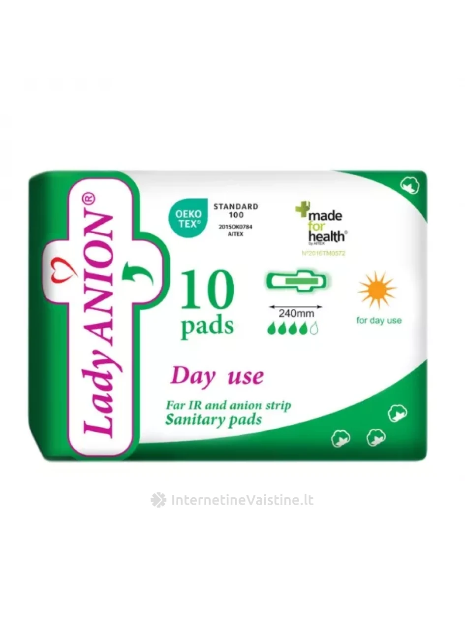 LADY ANION higieniniai paketai su anijonų juostele, 240 mm, 10 vnt. | internetinevaistine.lt