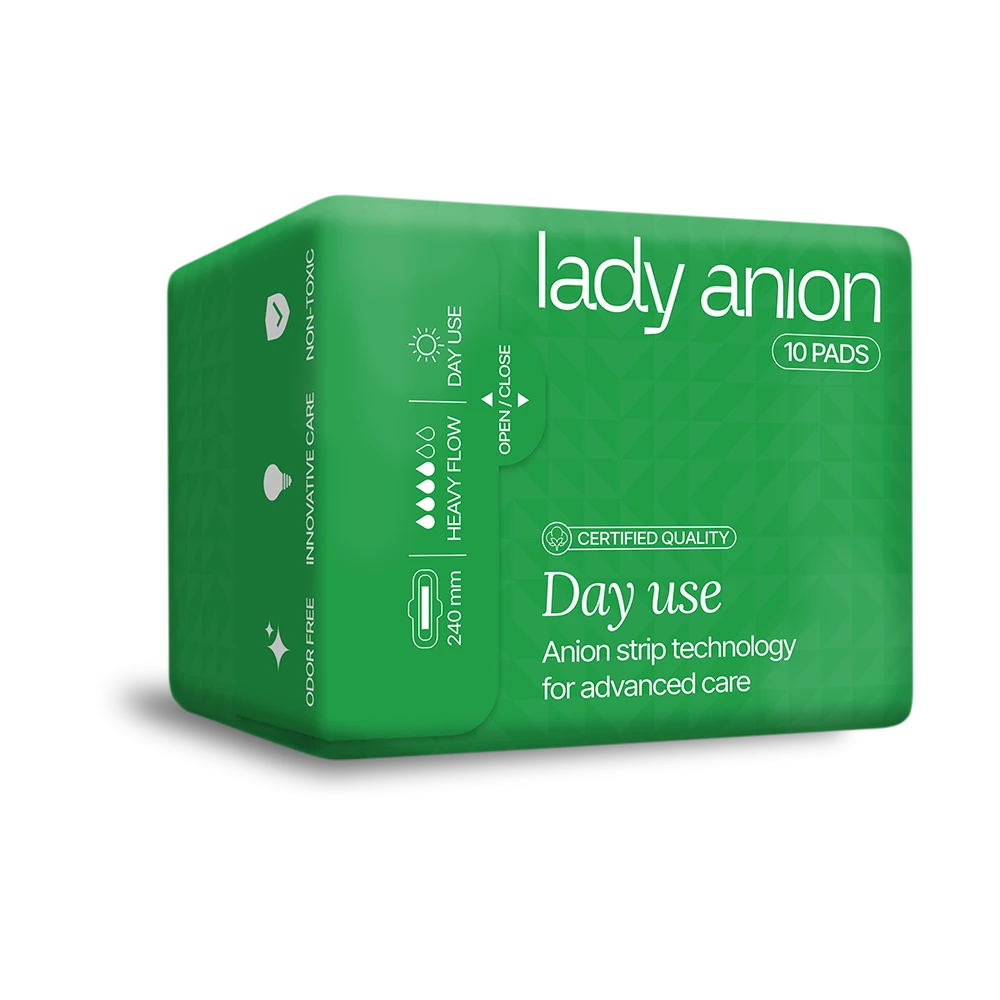 LADY ANION higieniniai paketai su anijonų juostele, 240 mm, 10 vnt.