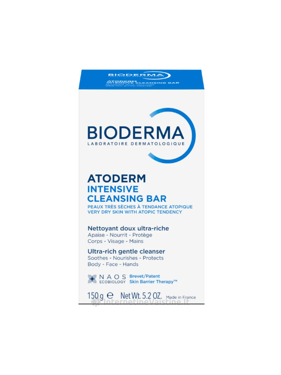 BIODERMA maitinantis, švelnus muilas labai sausai, atopiškai odai ATODERM INTENSIVE CLEANSING BAR, 150 g | internetinevaistine.lt
