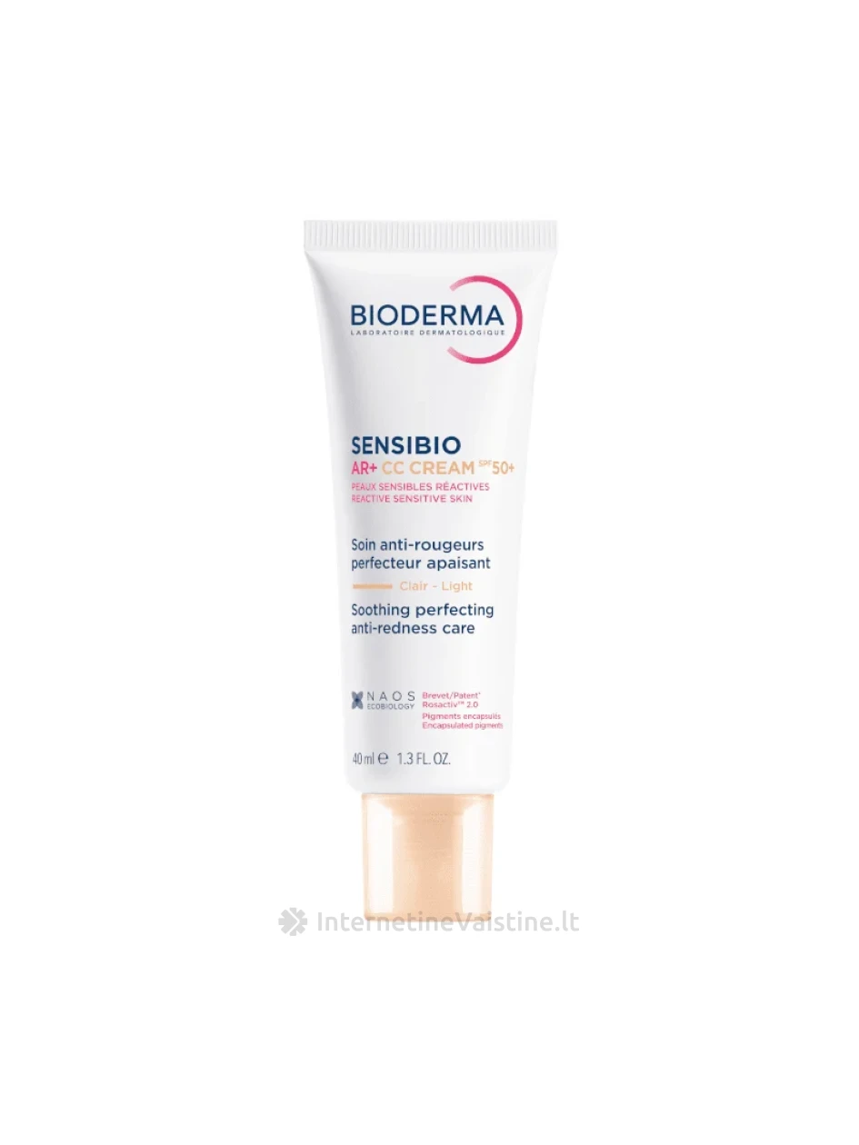 BIODERMA Sensibio AR+ CC cream SPF50+ kremas su spalva raustančiai, jautriai odai, 40 ml | internetinevaistine.lt
