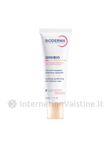 BIODERMA Sensibio AR+ CC cream SPF50+ kremas su spalva raustančiai, jautriai odai, 40 ml | internetinevaistine.lt