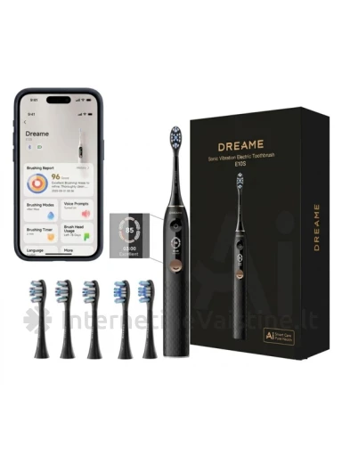 Dreame Sonic elektrinis dantų šepetėlis E10S Set Juodas | internetinevaistine.lt