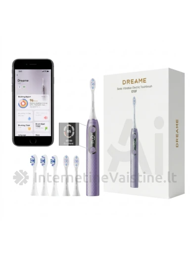 DREAME E10F, elektrinis dantų šepetėlis, violetinis, +6vnt galvučių | internetinevaistine.lt
