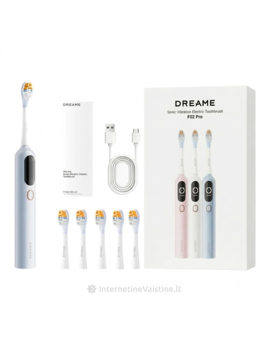 DREAME F02 PRO, elektrinis dantų šepetėlis, mėlynas, +6vnt galvučių | internetinevaistine.lt