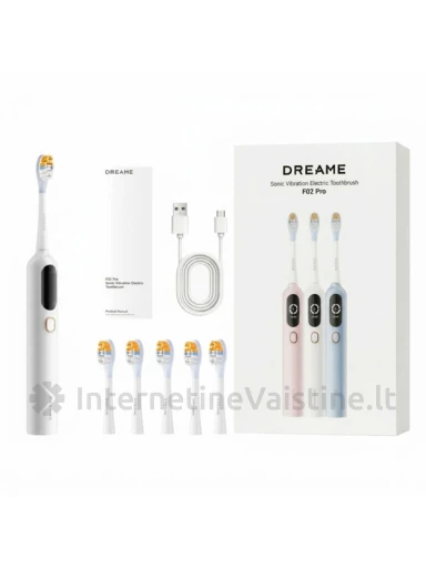 DREAME F02 PRO, elektrinis dantų šepetėlis, baltas, +6vnt galvučių | internetinevaistine.lt