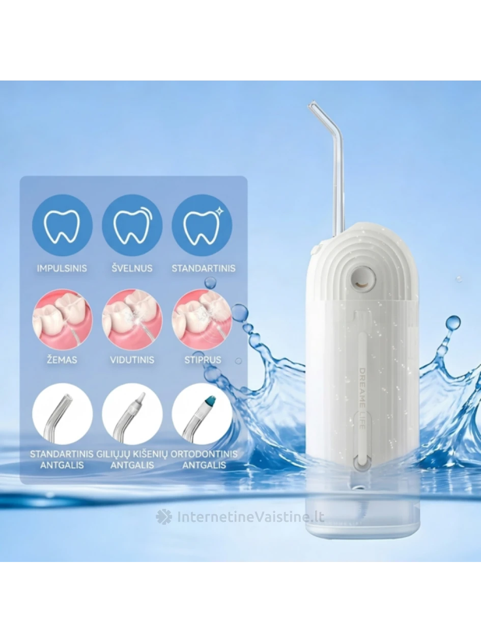 DREAME T02 PRO UV, burnos irigatorius, baltas, +4 vnt. antgalių | internetinevaistine.lt