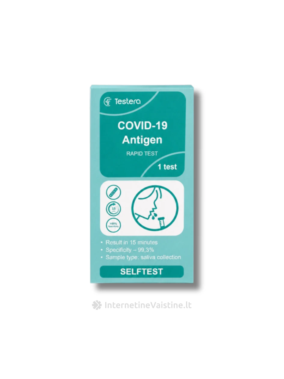 TESTERA COVID-19 antigeno greitasis testas iš seilių, 1 vnt. | internetinevaistine.lt