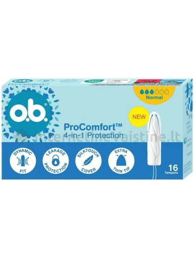O.B. Pro Comfort Normal tamponai, 16 vnt. | internetinevaistine.lt