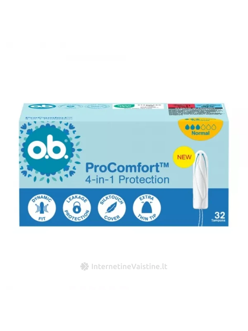 O.B. Pro Comfort Normal tamponai, 32 vnt. | internetinevaistine.lt