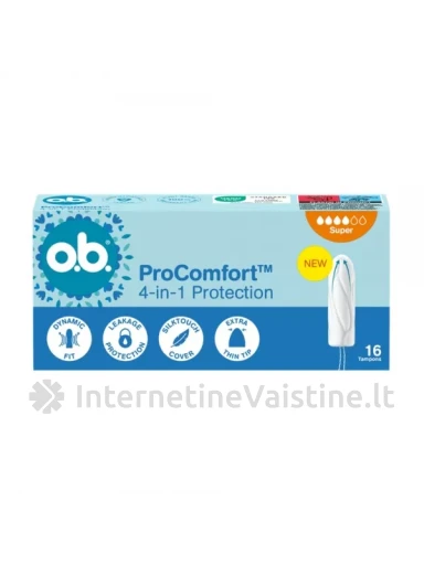 O.B. Pro Comfort Super tamponai, 16 vnt. | internetinevaistine.lt