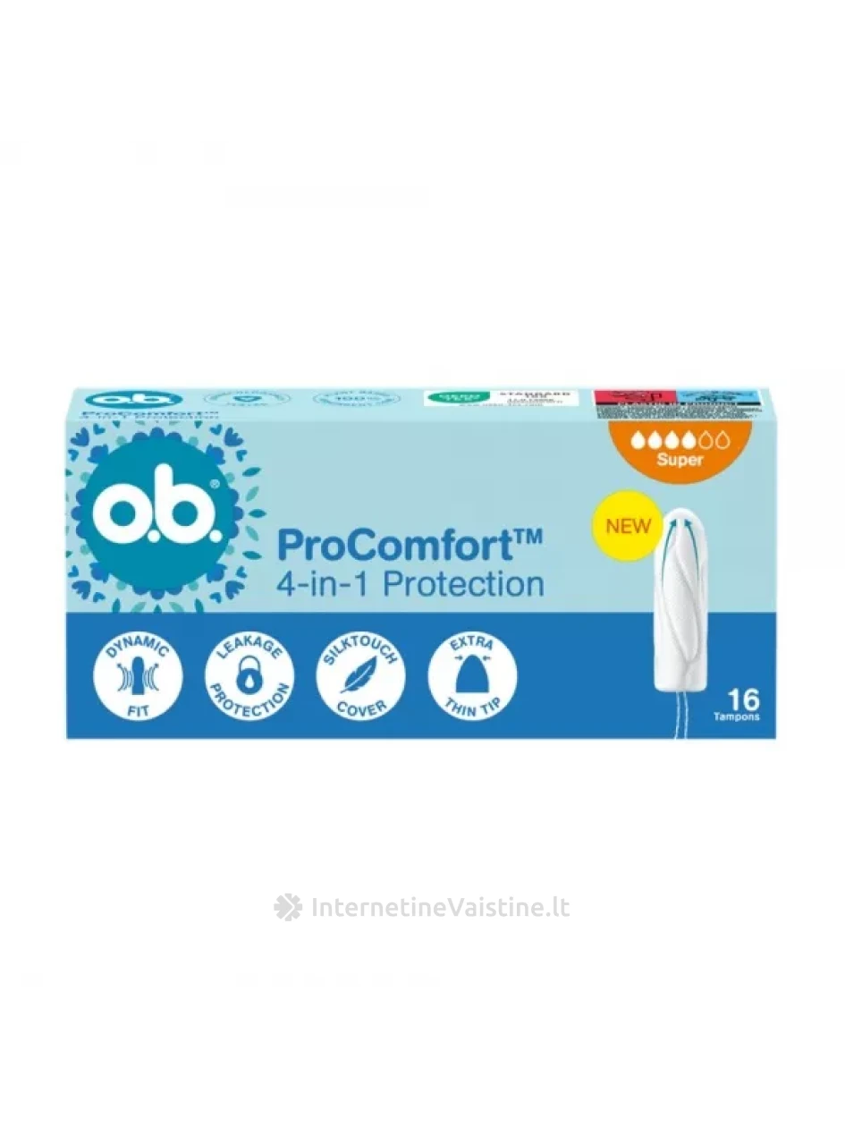 O.B. Pro Comfort Super tamponai, 16 vnt. | internetinevaistine.lt
