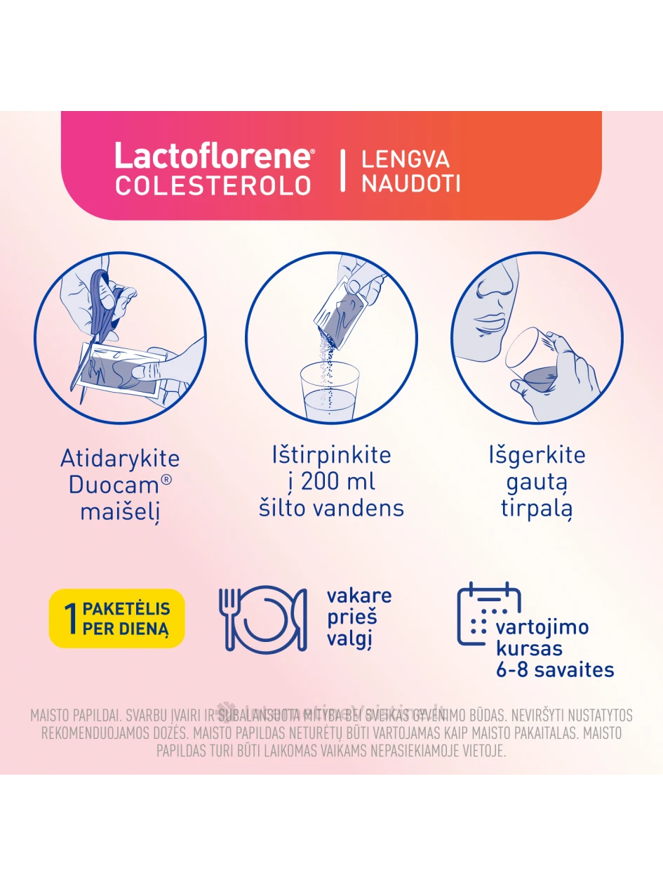 LACTOFLORENE maisto papildas milteliais COLESTEROLO, N20 | internetinevaistine.lt