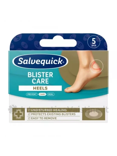 SALVEQUICK pūslių pleistrai kulnams BLISTER CARE HEELS, 5 vnt. | internetinevaistine.lt