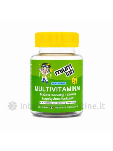 mium LAB Maisto papildas KIDS MULTIVITAMINAI be cukraus, 30 guminukų, 30 guminukų | internetinevaistine.lt