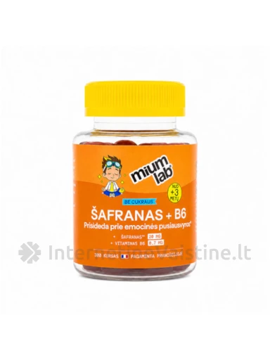 mium LAB KIDS Maisto papildas KIDS ŠAFRANAS+B6 be cukraus, 30 guminukų, 30 guminukų | internetinevaistine.lt