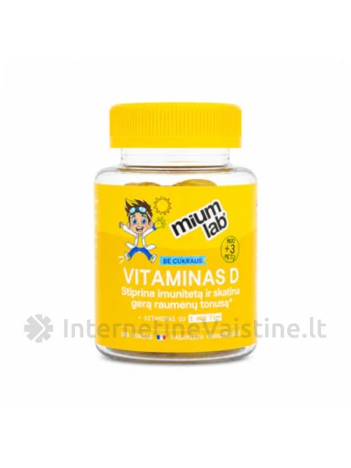 mium LAB Maisto papildas KIDS VITAMINAS D be cukraus, 30 guminukų, 30 guminukų | internetinevaistine.lt