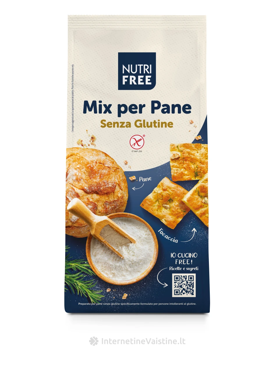 NUTRIFREE MIX PER PANE - miltų mišinys duonai be glitimo, 1kg | internetinevaistine.lt