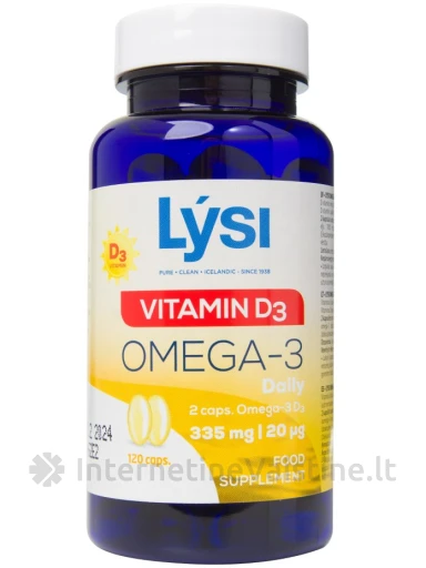 Lysi OMEGA 3 FISH OIL+D3 - žuvų taukai, N120 | internetinevaistine.lt