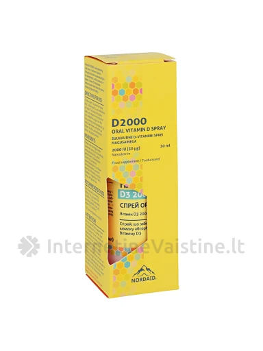 Nordaid D2000, purškiamas vitaminas D3, 2000IU, 30ml, 200 papurškimų, N1 | internetinevaistine.lt