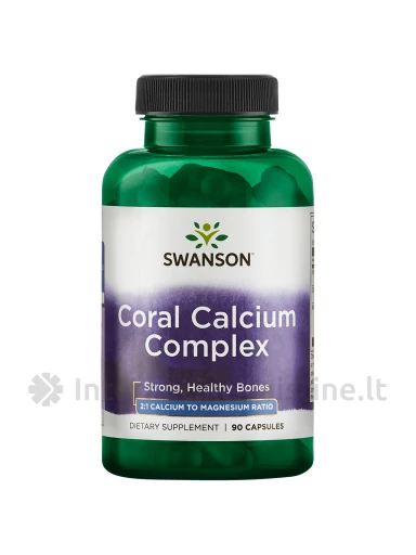 SWANSON, Koralų kalcis, Vitaminas D3, Magnis, 90 kapsulių, N1 | internetinevaistine.lt