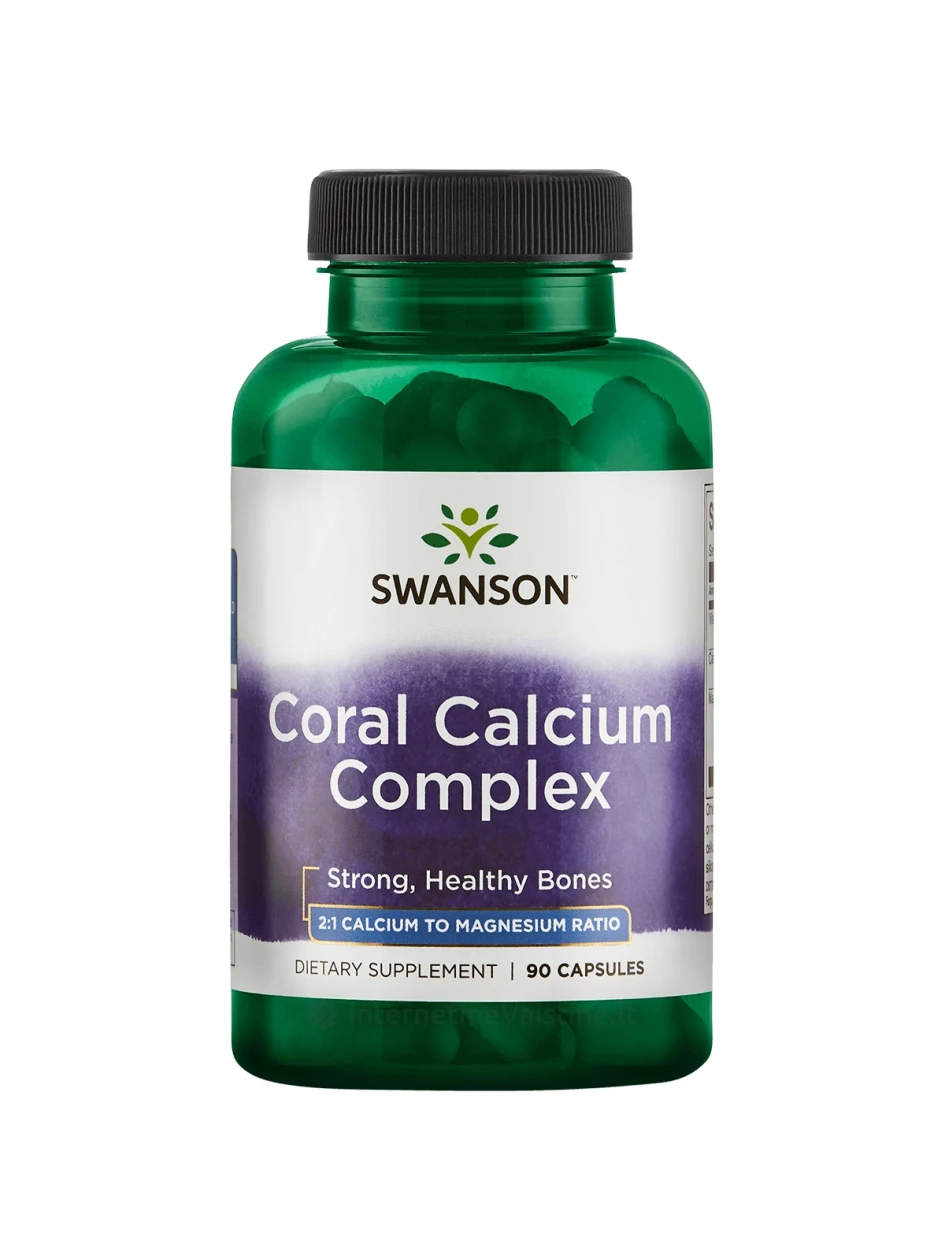 SWANSON, Koralų kalcis, Vitaminas D3, Magnis, 90 kapsulių, N1 | internetinevaistine.lt