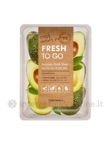 TONYMOLY Fresh To Go kaukė veidui lakštinė su avokadais, 25 g, Vnt | internetinevaistine.lt