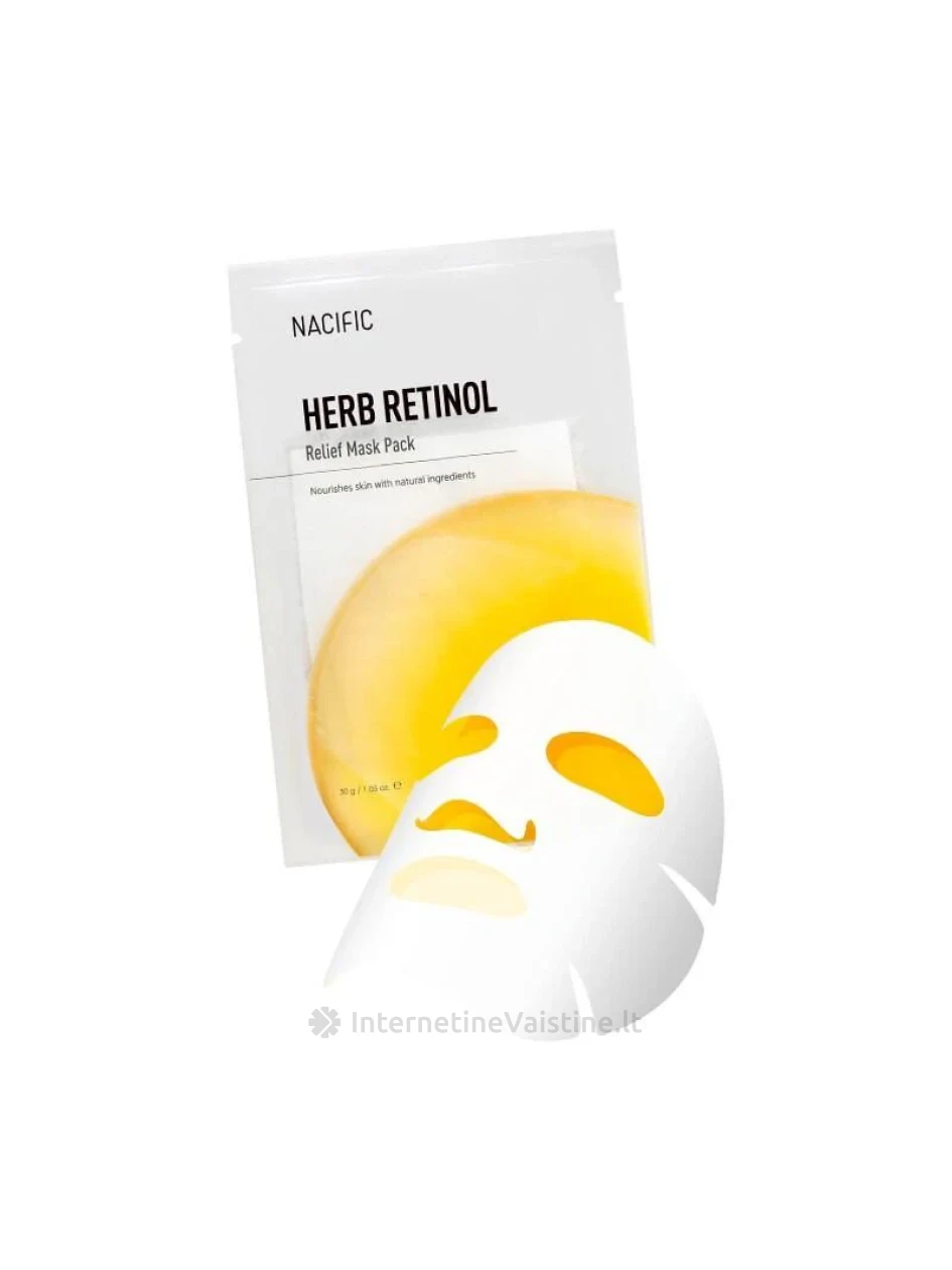 NACIFIC Herb Retinol Relief Mask Pack kaukė veidui lakštinė su retinoliu, 30 g, Vnt | internetinevaistine.lt