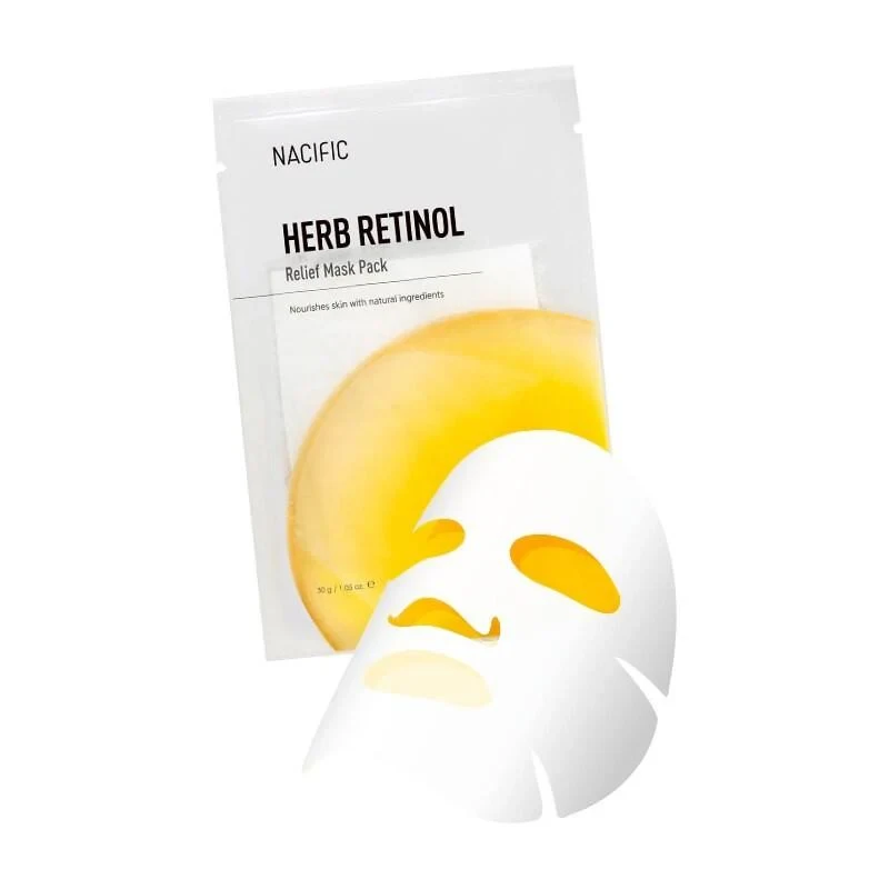 NACIFIC Herb Retinol Relief Mask Pack kaukė veidui lakštinė su retinoliu, 30 g