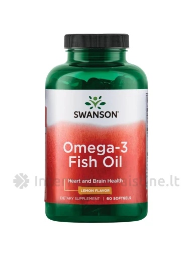 SWANSON ŽUVŲ TAUKAI Omega-3 citrinų skonio 60 kapsulių | internetinevaistine.lt