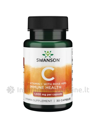 SWANSON, Vitaminas C 1000MG su Erškėčių ekstraktu, 30 kapsulių, N1 | internetinevaistine.lt