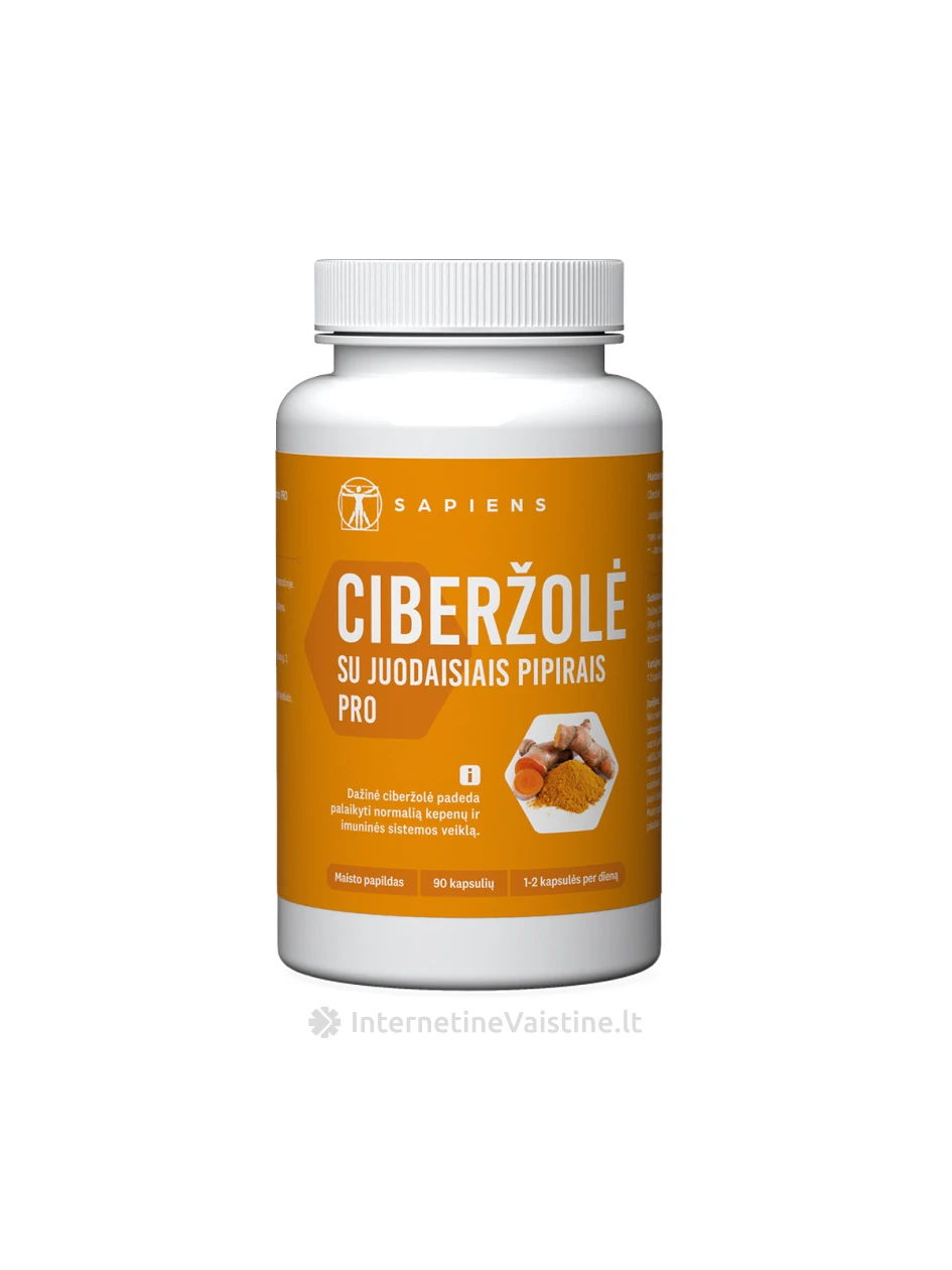 SAPIENS Ciberžolė su juod. pipirais PRO kaps. N90, 90 vnt. | internetinevaistine.lt